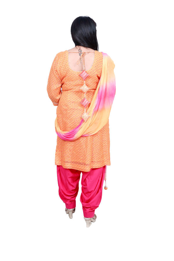 Yellow Pink Salwar Dupatta Suit