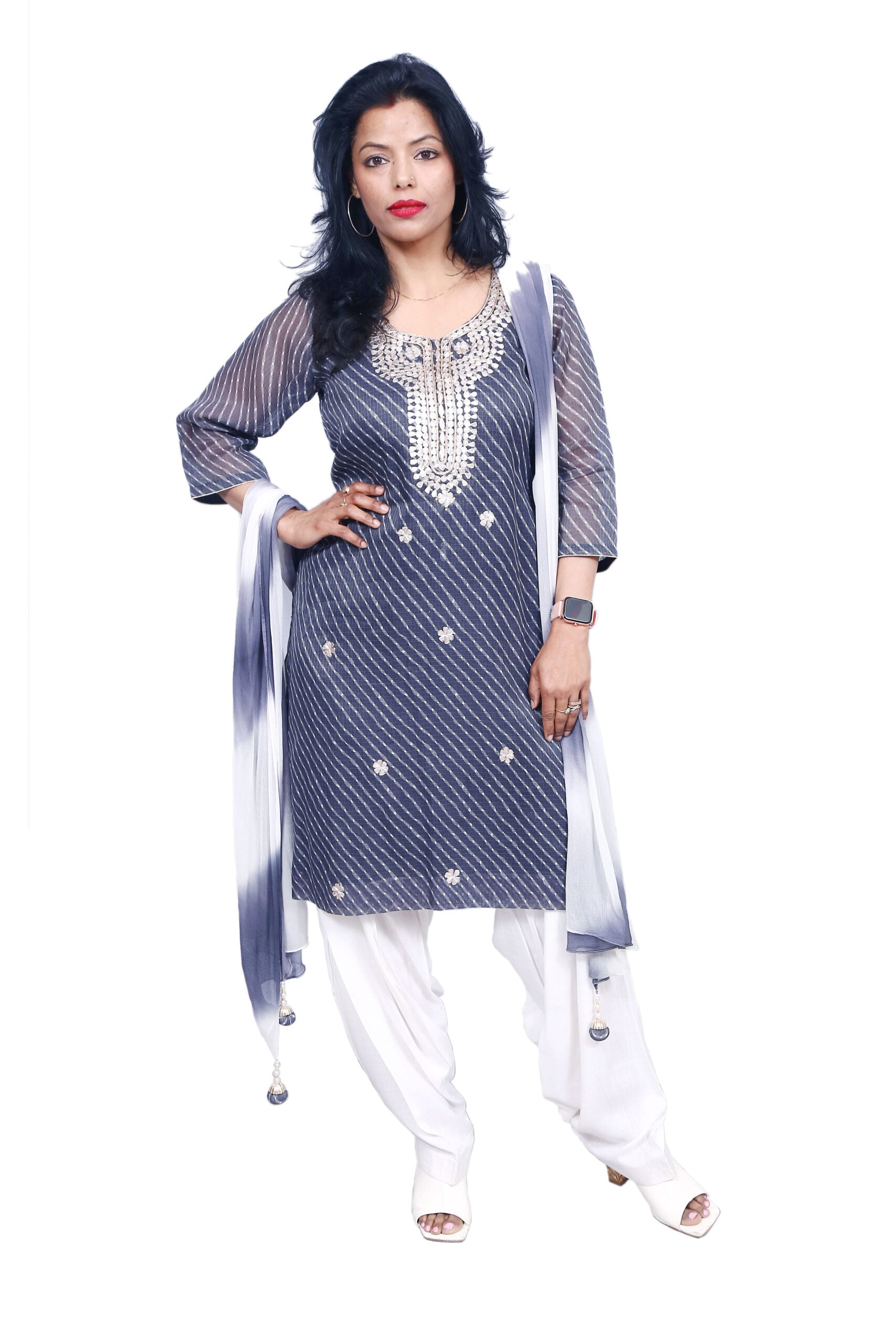 Grey Salwar Dupatta Suit