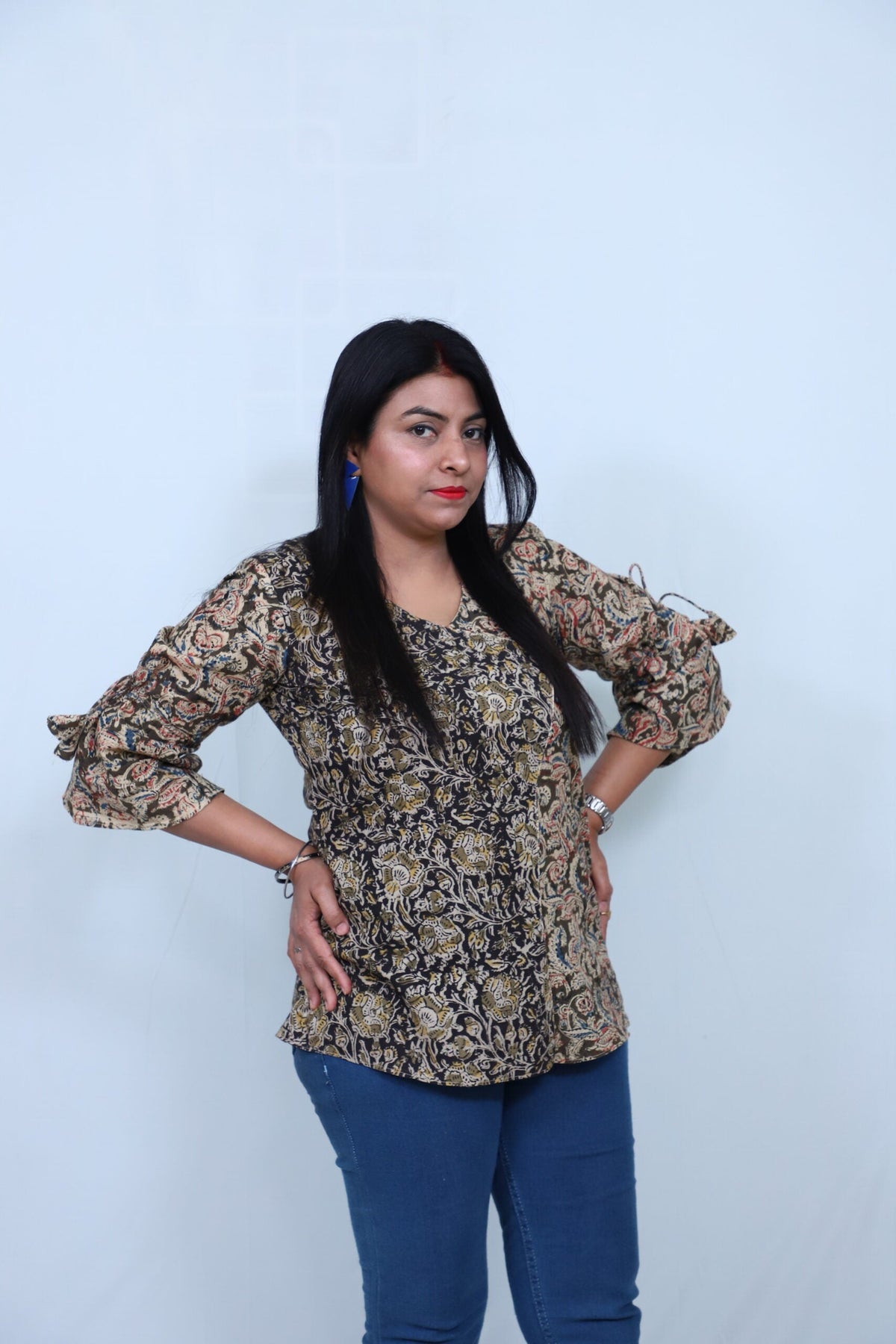 Kalamkari Short Top Grey