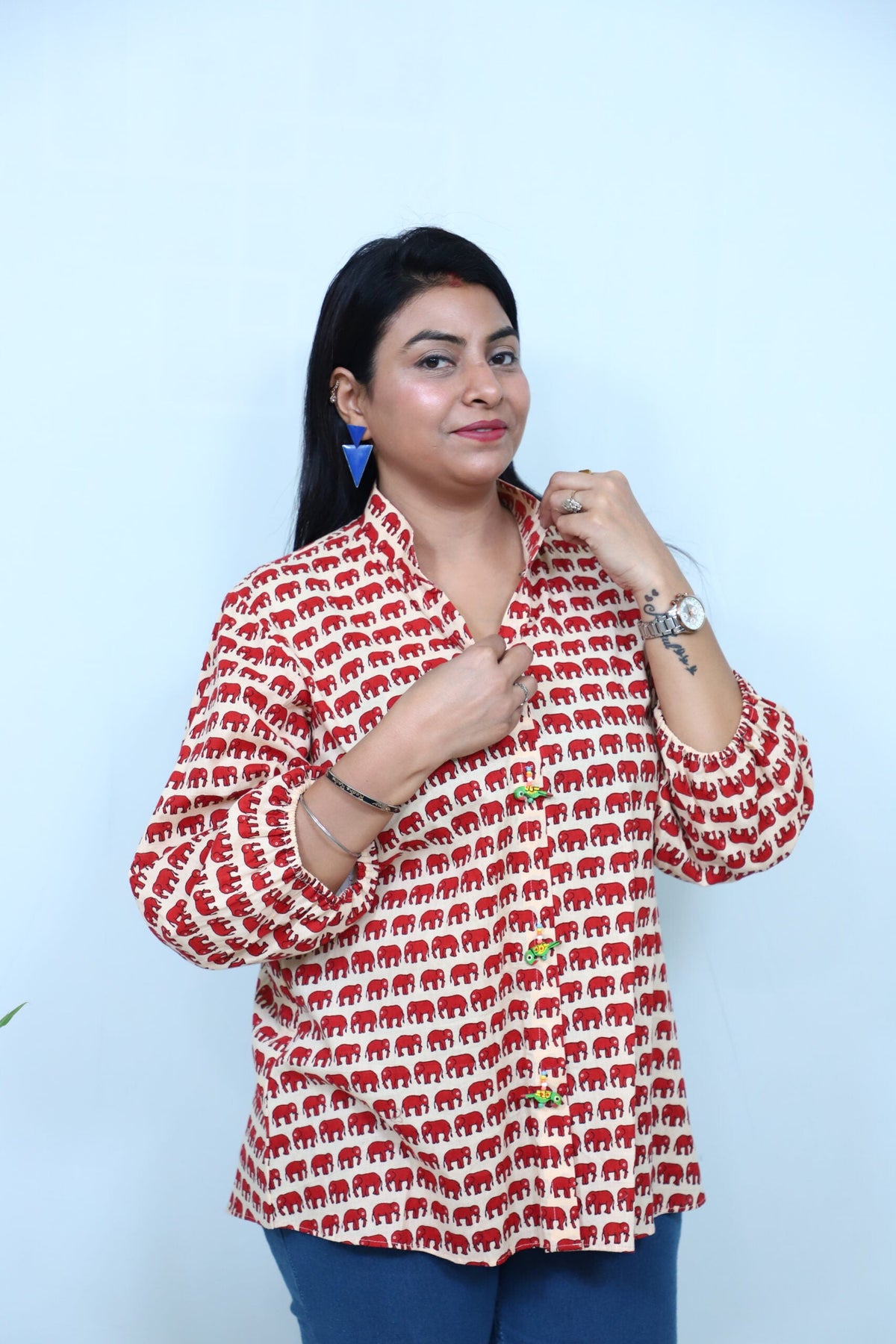 Kalamkari Short Top Red White