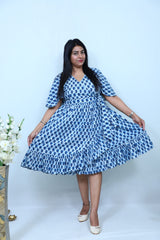 Cool Summer Short Dress White Blue