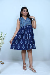 Cool Summer Short Dress Blue White