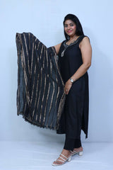 Sleeve Less Black Suit with Dupatta